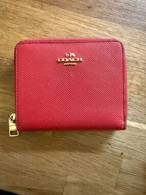 Coach Red Compact Zip Wallet